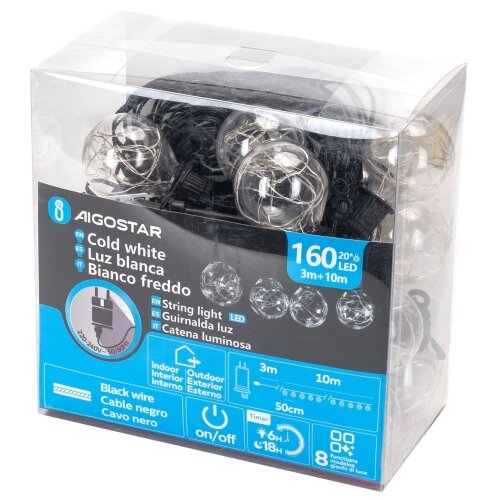 Aigostar led spolja&amp;scaron;nja dekorativna girlanda 160xLED/3,6W/230V 10m IP44 hladno bela Slike