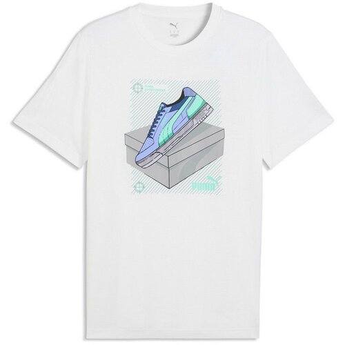 Puma mu&amp;scaron;ka majice kratkih rukava graphic sneaker tee m, bela Slike