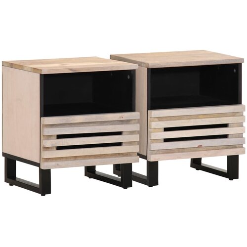 VidaXL Nočna omarica 2 kosa 40x33x46 cm trden beljen mangov les Slike