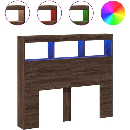 Maison Chic posteljno vzglavje - vzglavna omarica - nočna omarica led rjavi hrast 120x17x102 cm, (21706030) Slike