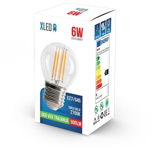 Xled E27 6W SL-F-G6-2700K-M Filament Sijalica 2700KG45600LmToplo Bela Cene