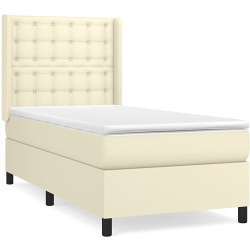 VidaXL Box spring postelja z vzmetnico krem 100x200 cm umetno usnje, (20726416) Slike
