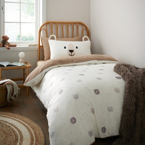 Catherine Lansfield Rjava/kremno bela enojna otro&amp;scaron;ka posteljnina iz mikropli&amp;scaron;a 135x200 cm Cosy Bear &amp;ndash; Slike