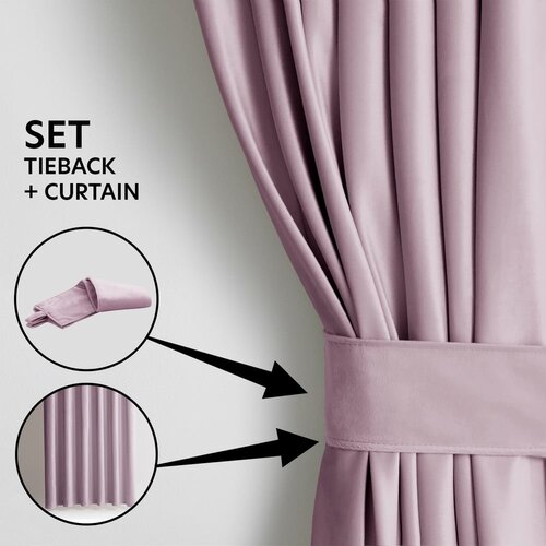 Restilo Svetlo rožnata žametna zavesa za delno zatemnitev 140x245 cm Eyelets &amp;ndash; Slike