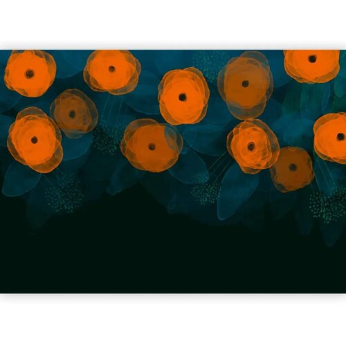  Foto tapeta - Watercolour composition - orange patterns on a delicate leaf background 100x70 Slike