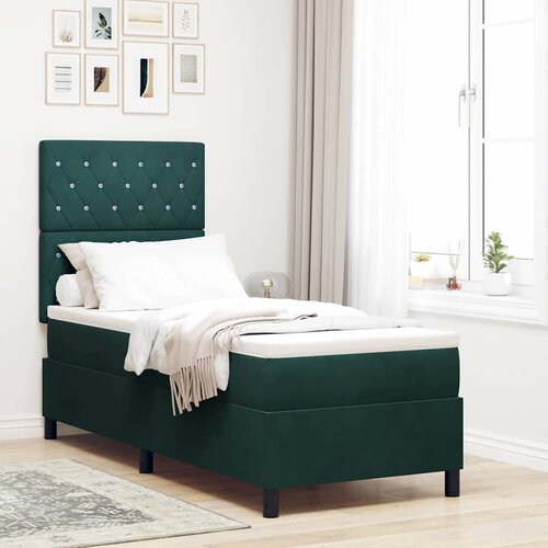  LED Box Spring Krevet Tamnozelena 80 x 200 cm tkanina Slike