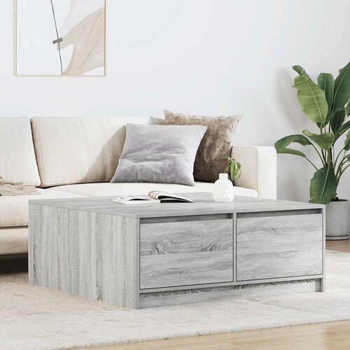 VidaXL Kavna mizica s predali siva sonoma 100x100x40 cm Slike