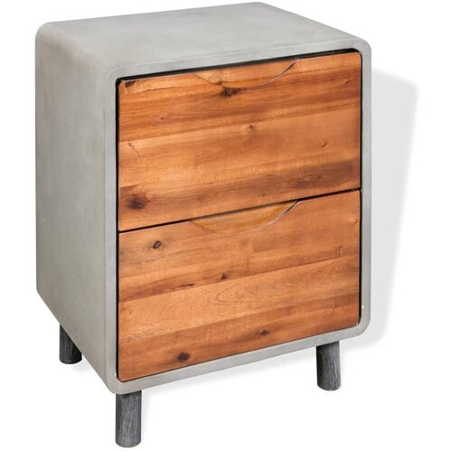 VidaXL noćni Stalak s Betonskim Izgledom Drvo Akacije 40x30x50 cm Slike