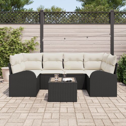 VidaXL 7-dijelni Vrtni Sofa Set s Jastučićima Crni Poliratan Slike