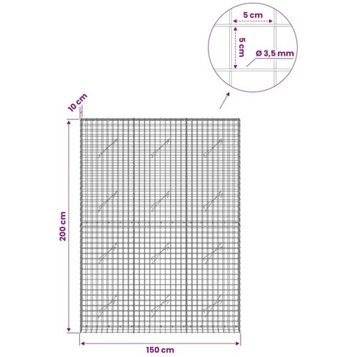  Gabion s žicom debljine 3 5 mm i mrežom 5x5 cm 150x10x200 cm - 10 cm 200 cm 150 cm Slike