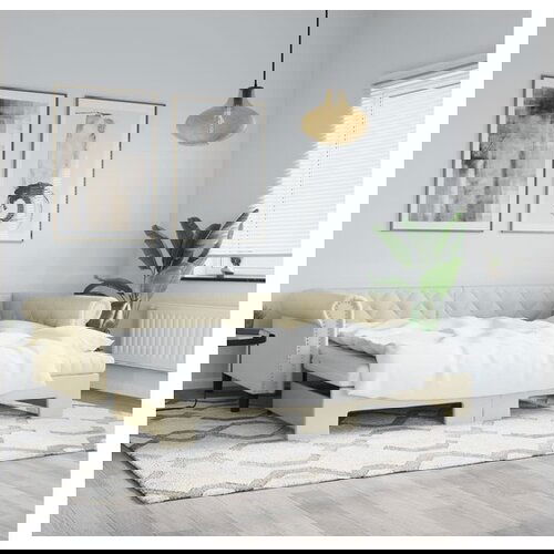 VidaXL Dnevni krevet na razvlačenje krem 90 x 200 cm od umjetne kože Slike