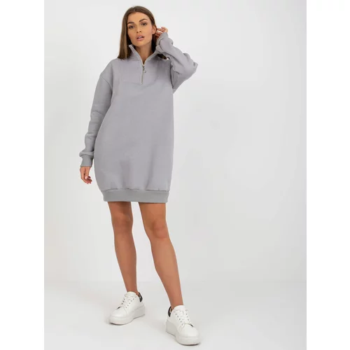 Fashion Hunters Grey mini sweatshirt dress with basic zipper