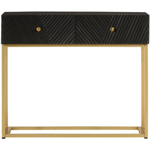 Maison Chic konzolna miza - miza ob steni črna 90x30x76 cm trden mangov les in železo, (21786634) Slike
