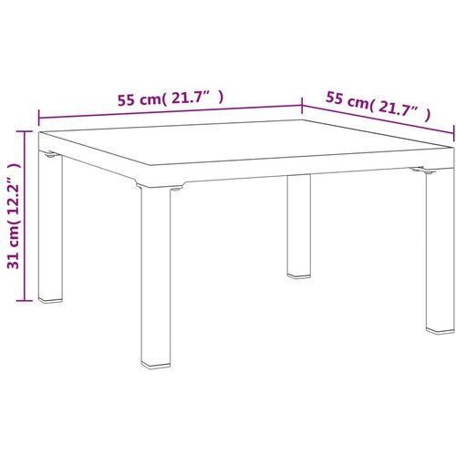  Vrtni stolić za kavu sivi 55 x 55 x 31 cm DPC i čelik Slike