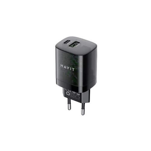 Havit UC303 EU - GaN 30 W dual-port travel charger, black Slike