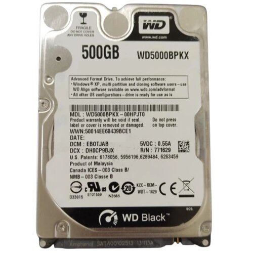 Western Digital HDD 2.5 * 500GB WD5000BPKX BLACK scorpio 7200rpm 16mb SATA3 9.5mm Cene