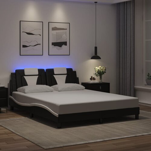  Okvir kreveta Viana s LED-om bez madracacrno-bijeli 160 x 200 cm Cijene