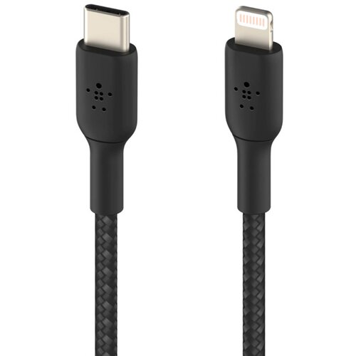 Belkin Lightning/USB-C Cable 1m braided, mfi cert., black Slike