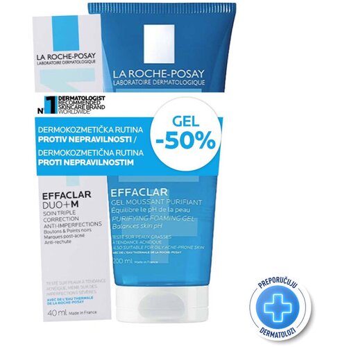 LAROCHE-POSAY Effaclar Duo+M Korektivna nega, 40 ml + Effaclar Gel za čišćenje masne kože sklone aknama, 200 ml Cene
