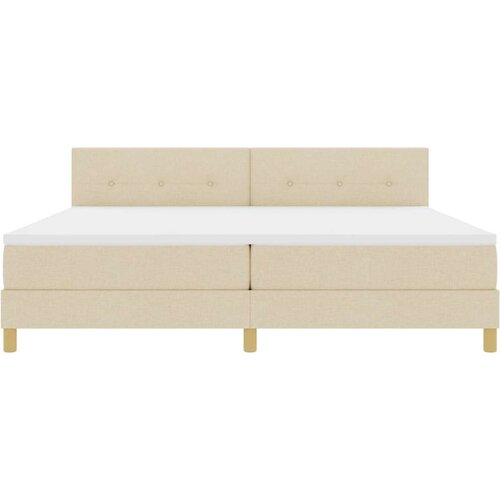  Krevet s uzglavljem s madracem Krem 200x200 cm Tkanina Slike