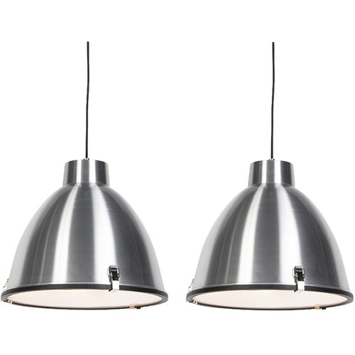 QAZQA Komplet 2 visečih svetilk aluminij 38 cm za zatemnitev - Anteros Cene