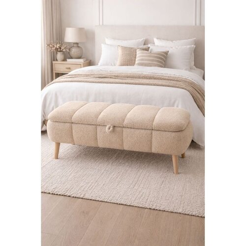 Hanah home Sara tapacirana klupa s prostorom za odlaganje 90 &amp;times; 45 &amp;times; 35 cm, bež Slike