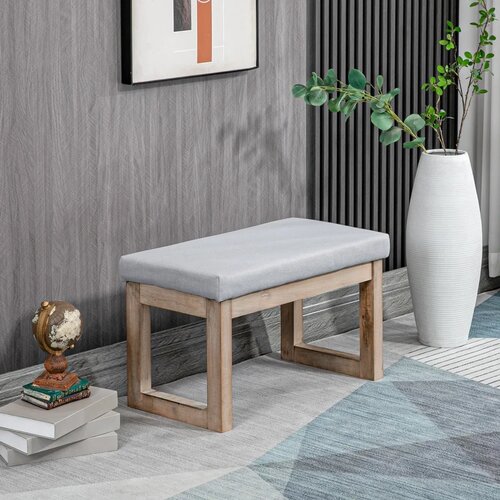  Tabure za noge u skandinavskom dizajnu tabure oslonac za noge 68 cm x 38 cm x 42 cm siva + prirodna Slike