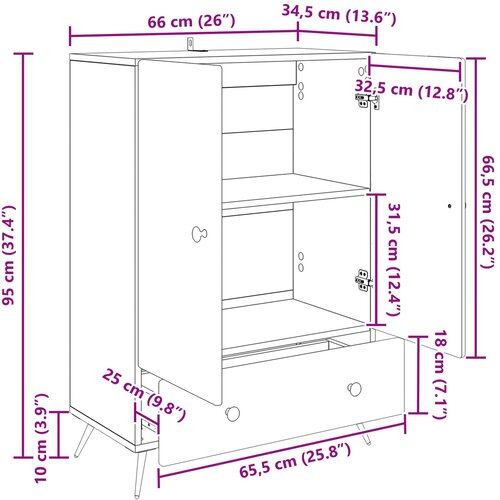  Kreveta Dimljeni hrast 66 x 34,5 x 95 cm Konstruirano drvo Slike
