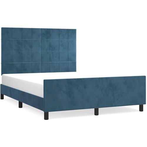 VidaXL Posteljni okvir z vzglavjem temno moder 140x200 cm žamet, (20906760) Slike