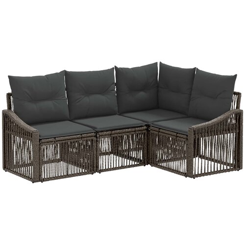 vidaXL Vrtna sedežna garnitura 4 pcs Siva poli ratan, (5000270058) Cene