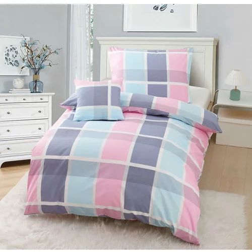 My House Rožnata/vijolična enojna 3-delna posteljnina iz mikrosatena 140x200 cm Logan –