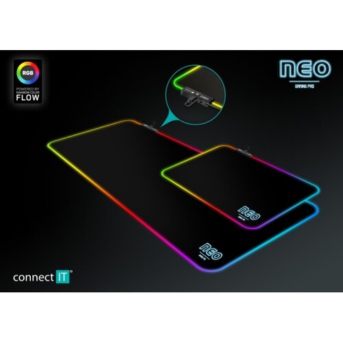 Connect IT CMP-3100-SM - LED RGB gejmerska podloga za mi&amp;scaron; 32x24,5 cm crna Slike