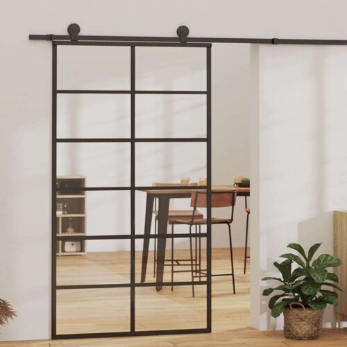  Drsna vrata ESG steklo in aluminij 102x205 cm črna, (20767335) Cene