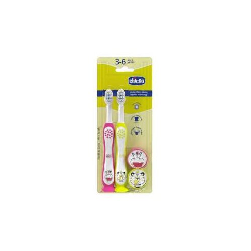 Chicco CETKICE ZA ZUBE DVOPAK HIPPO/PANDA,DJEVOJCICE,3-6 GOD. Slike