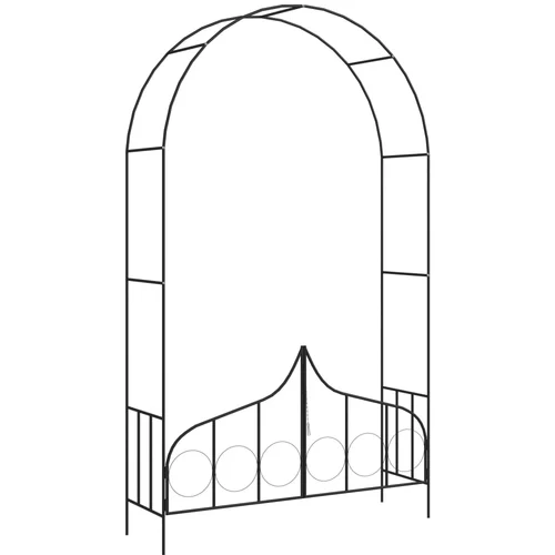 vidaXL Vrtni luk s vratima crni 138 x 40 x 238 cm željezni