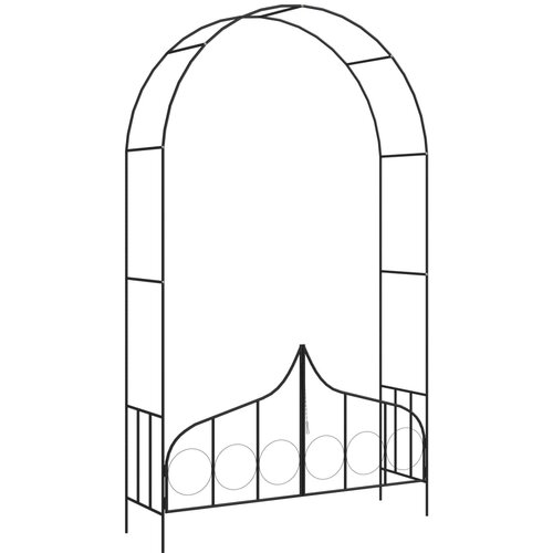VidaXL Vrtni luk s vratima crni 138 x 40 x 238 cm željezni Slike