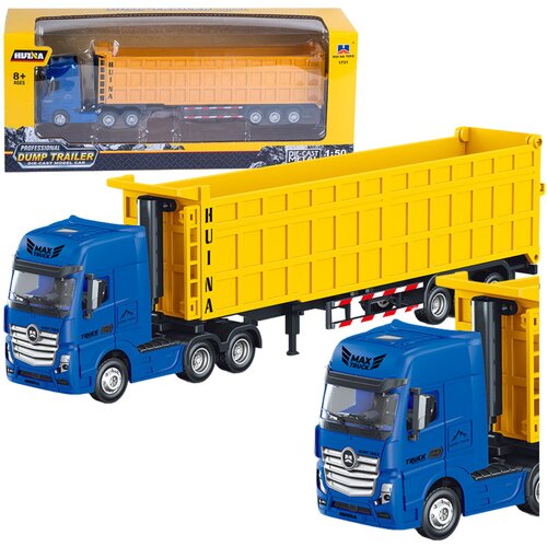 Truck With Volume Semitrailer Metal Yellow Huina 1:50 Cene