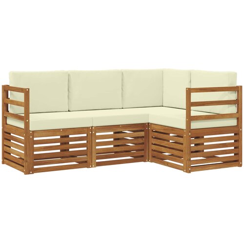  Setovi sofa 4 pcs Prirodna i krem Čvrsto drvo akacije Slike