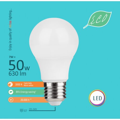 Mitea led eco sijalica E27 7W A59 3000K 220-240V Cene
