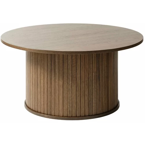 Unique Furniture Smeđi okrugli stolić u dekoru hrasta ø 90 cm Nola -