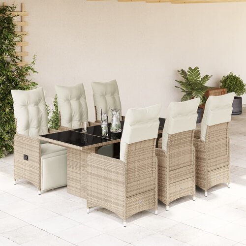VidaXL 7-dijelni vrtni bistro set od poliratana s jastucima smeđi Slike