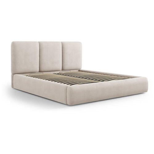 Mazzini Beds Bež tapecirani bračni krevet s prostorom za odlaganje s podnicom 160x200 cm Brody – Cijene