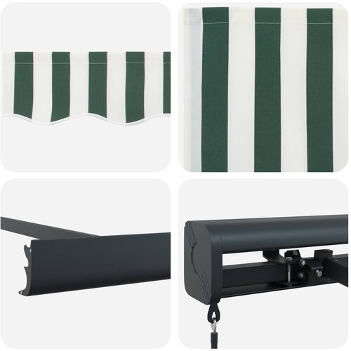  Povlačivi tende Zelena i bijela 300 x 250 cm Platno i Aluminij Slike