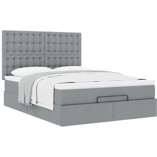 VidaXL Otomanski krevet s madracem svijetlosivi 140x190 cm od tkanine Slike