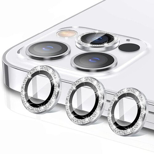  KALJENO STEKLO HARD DIAMOND ZA KAMERO (LEČO) ZA IPHONE 15 PRO/15 PRO MAX SILVER (LEČA 3 KOS) Slike