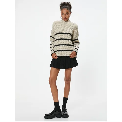 Koton KT - Crew Neck Knitwear Sweater Textured Stripe Pattern