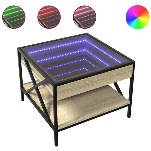 Maison Chic Klubska mizica - kavna mizica - Nizka mizica z neskončnimi LED sonoma hrast 50x50x38 cm, (21752008) Slike
