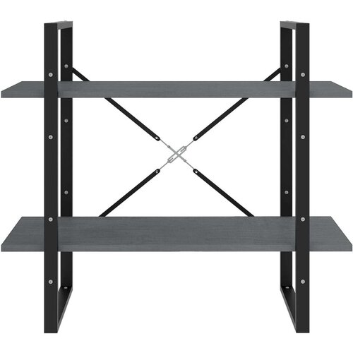 VidaXL Knjižna omara 2-nadstropna siva 80x30x70 cm trdna borovina Slike