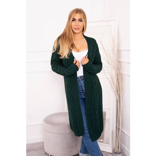 Kesi Cardigan sweater braid braid dark green Slike