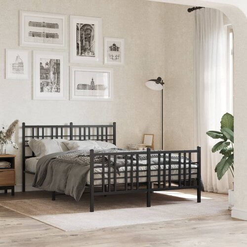 Furnova Kovinski posteljni okvir z vzglavjem in vznožjem črn 140x190 cm, (21934148) Slike